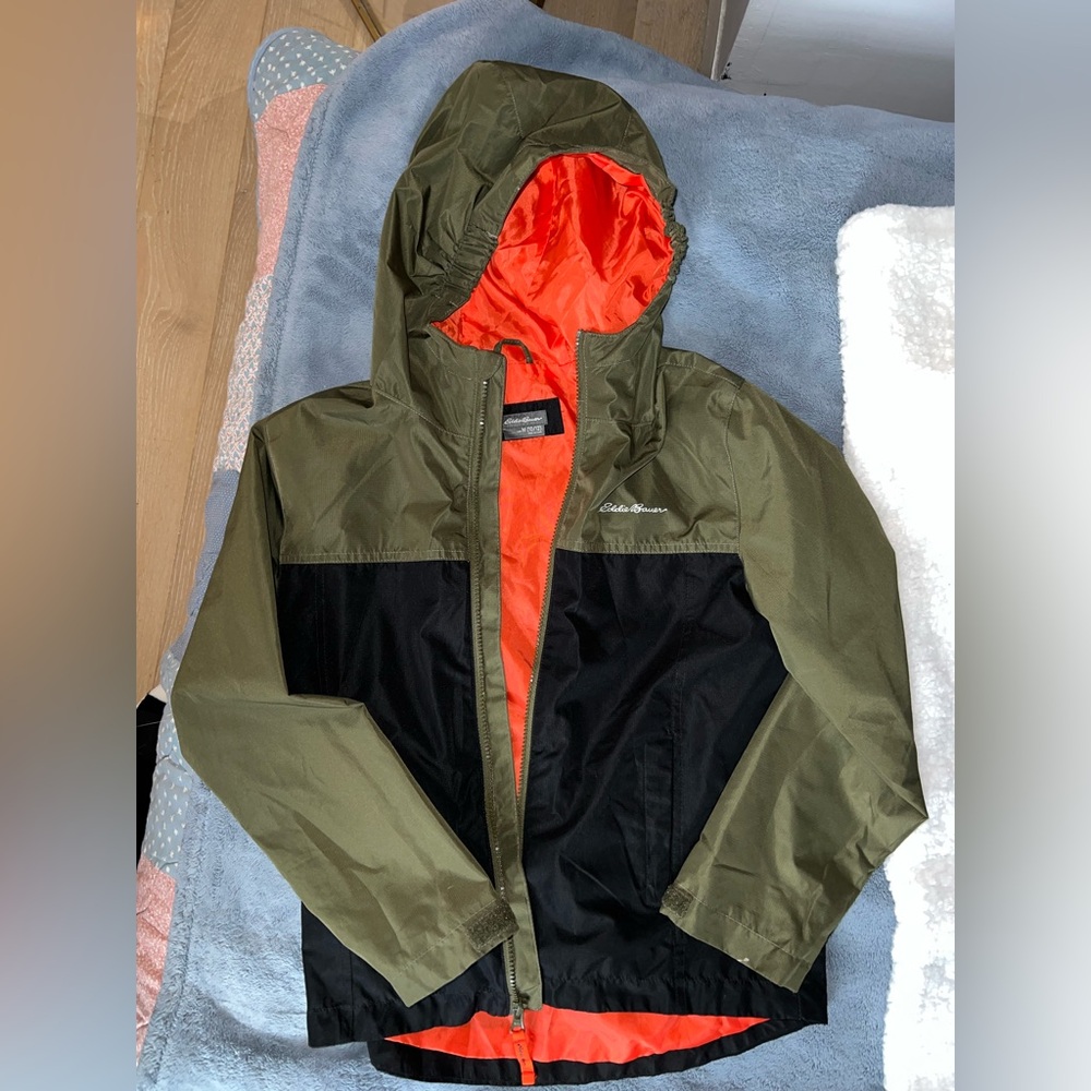 Eddie Bauer Insulated Windbreaker Boys Youth Size Medium 10/12 Olive Green